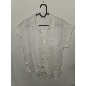 Baltic born white short sleeve cotton dress shirt S